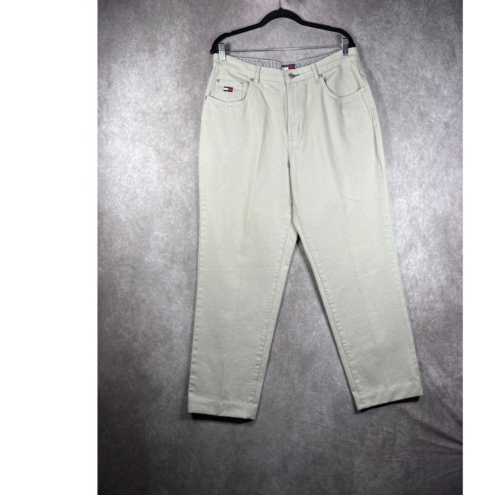 Vintage Tommy Hilfiger Jeans Womens 16 Beige Tommy Straight Leg 90s High Rise